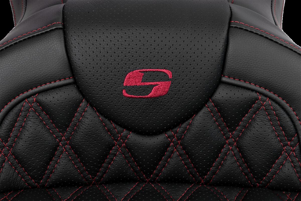 Saddlemen Roadsofa LS With Driver's Backrest Seat, Burgundy Stitch - 08-23 Touring Seat Saddlemen