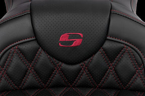 Saddlemen Roadsofa LS With Driver's Backrest Seat, Burgundy Stitch - 08-23 Touring Seat Saddlemen