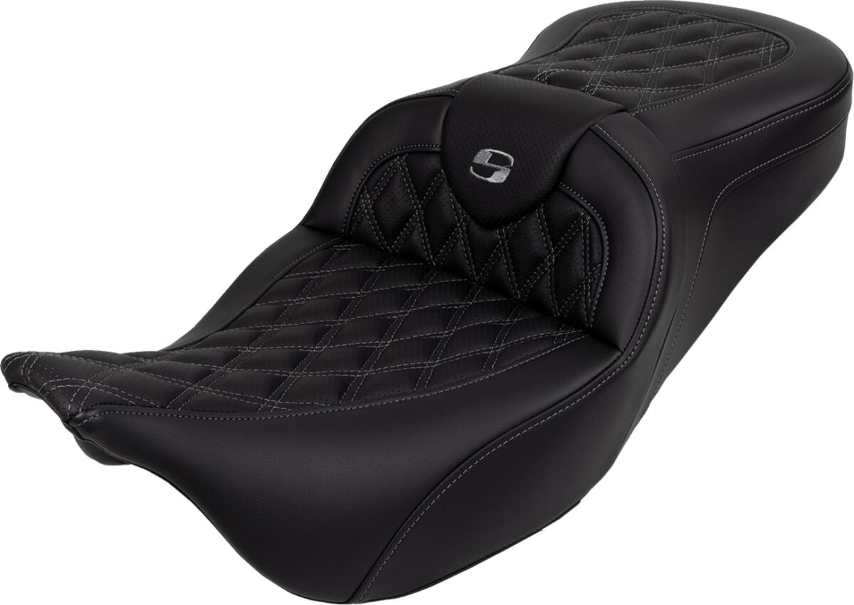 Roadsofa LS With Driver's Backrest Seat, Grey Stitch - 08-23 Touring Seat Saddlemen Default Title