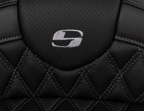 Roadsofa LS With Driver's Backrest Seat, Grey Stitch - 08-23 Touring Seat Saddlemen