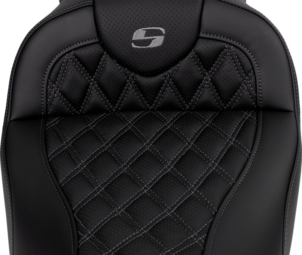 Roadsofa LS With Driver's Backrest Seat, Grey Stitch - 08-23 Touring Seat Saddlemen
