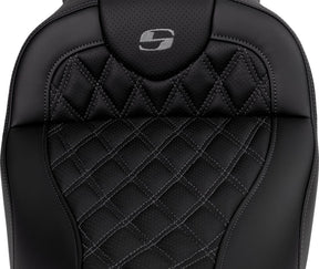 Roadsofa LS With Driver's Backrest Seat, Grey Stitch - 08-23 Touring Seat Saddlemen