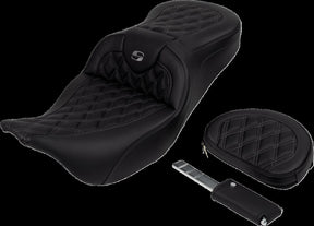 Saddlemen Roadsofa LS With Driver's Backrest Seat, Grey Stitch - 08-23 Touring Seat Saddlemen