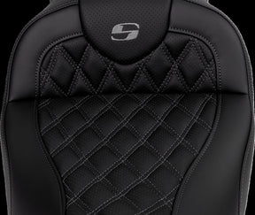 Saddlemen Roadsofa LS With Driver's Backrest Seat, Grey Stitch - 08-23 Touring Seat Saddlemen
