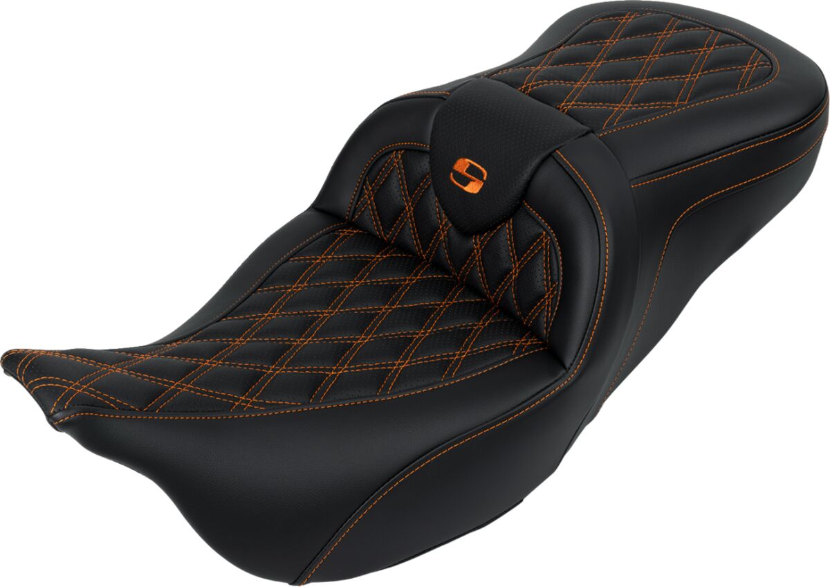 Roadsofa LS With Driver's Backrest Seat, Orange Stitch - 08-23 Touring Seat Saddlemen Default Title