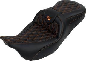 Roadsofa LS With Driver's Backrest Seat, Orange Stitch - 08-23 Touring Seat Saddlemen Default Title