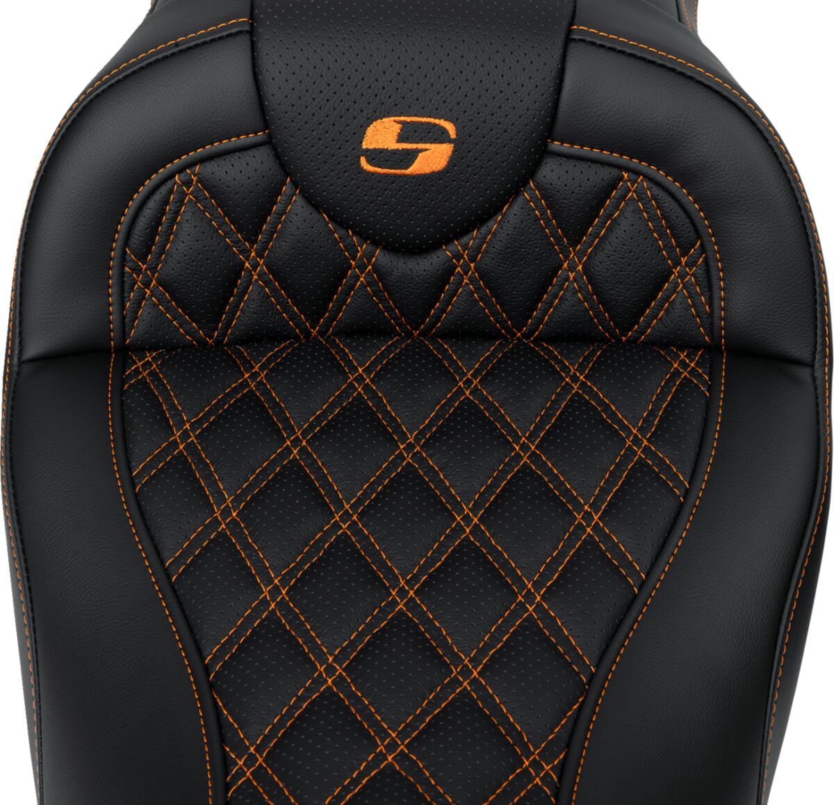 Roadsofa LS With Driver's Backrest Seat, Orange Stitch - 08-23 Touring Seat Saddlemen