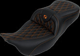 Saddlemen Roadsofa LS With Driver's Backrest Seat, Orange Stitch - 08-23 Touring Seat Saddlemen