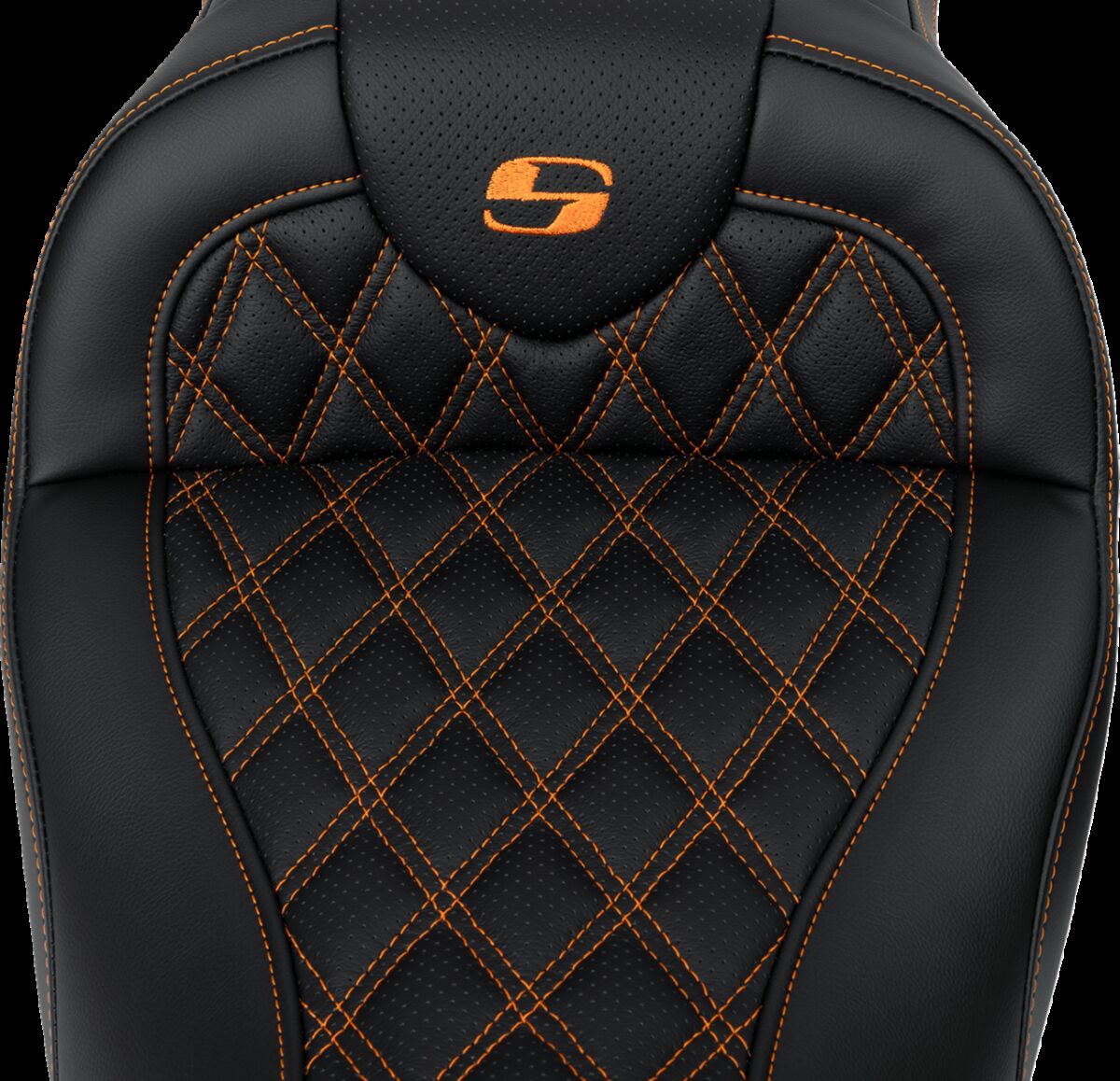 Saddlemen Roadsofa LS With Driver's Backrest Seat, Orange Stitch - 08-23 Touring Seat Saddlemen