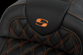 Saddlemen Roadsofa LS With Driver's Backrest Seat, Orange Stitch - 08-23 Touring Seat Saddlemen