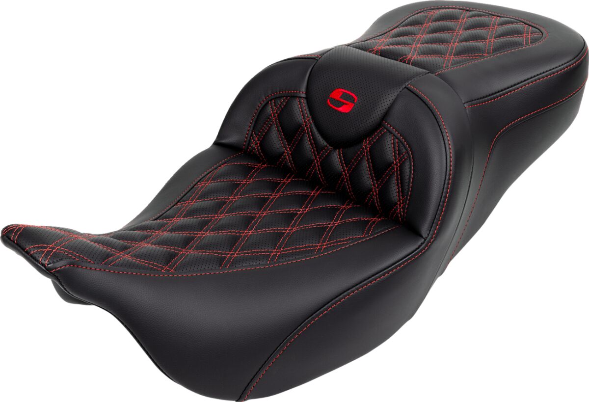 Roadsofa LS With Driver's Backrest Seat, Red Stitch - 08-23 Touring Seat Saddlemen Default Title