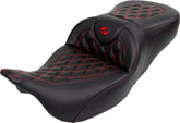Roadsofa LS With Driver's Backrest Seat, Red Stitch - 08-23 Touring Seat Saddlemen Default Title