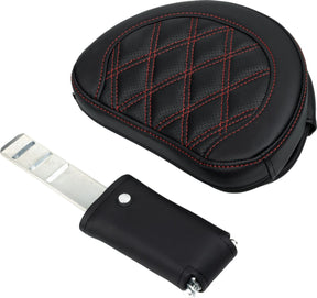 Roadsofa LS With Driver's Backrest Seat, Red Stitch - 08-23 Touring Seat Saddlemen