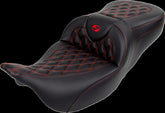 Saddlemen Roadsofa LS With Driver's Backrest Seat, Red Stitch - 08-23 Touring Seat Saddlemen