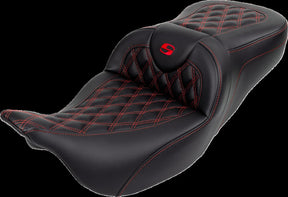 Saddlemen Roadsofa LS With Driver's Backrest Seat, Red Stitch - 08-23 Touring Seat Saddlemen