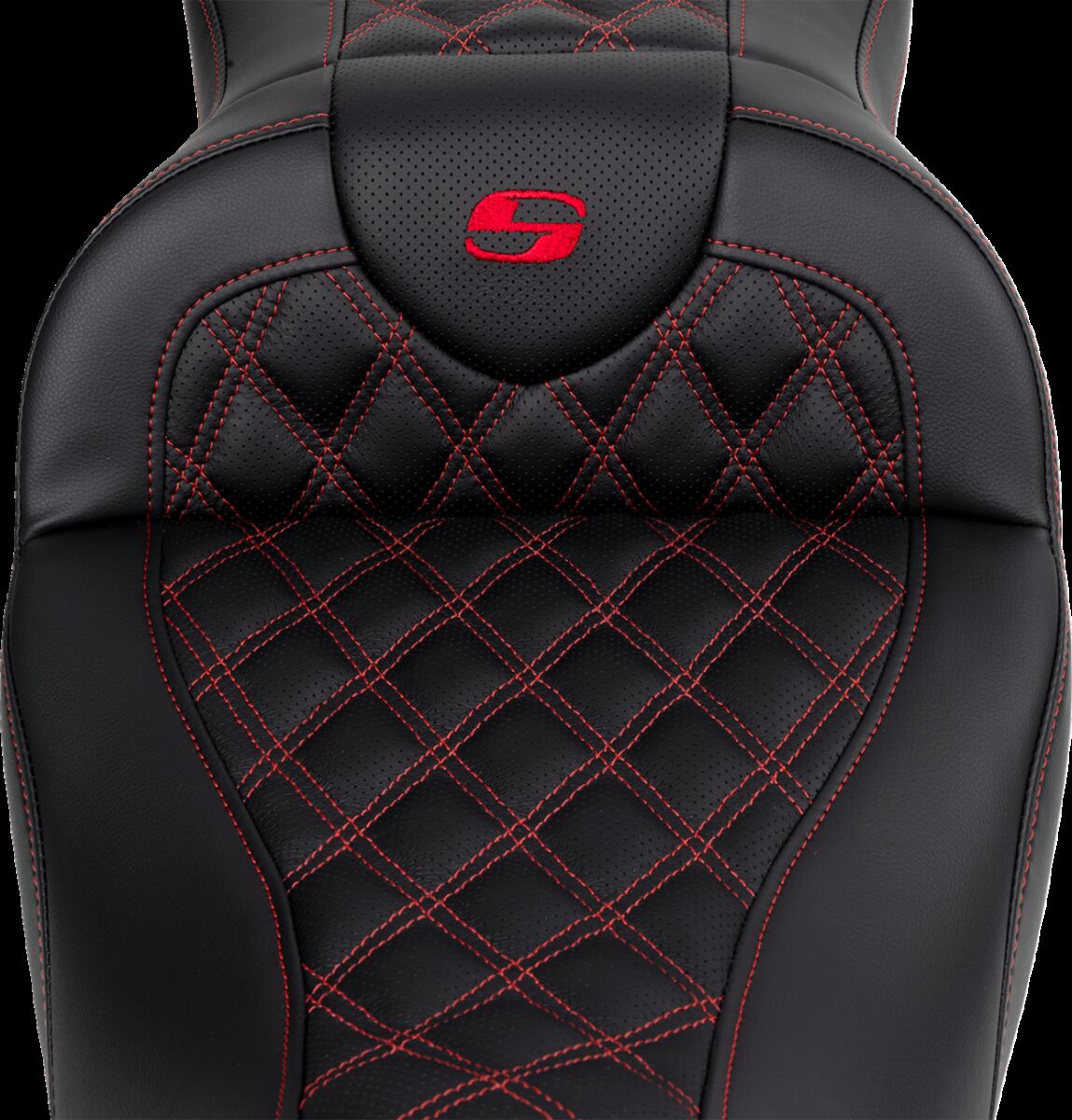 Saddlemen Roadsofa LS With Driver's Backrest Seat, Red Stitch - 08-23 Touring Seat Saddlemen