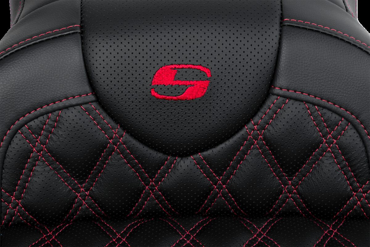 Saddlemen Roadsofa LS With Driver's Backrest Seat, Red Stitch - 08-23 Touring Seat Saddlemen