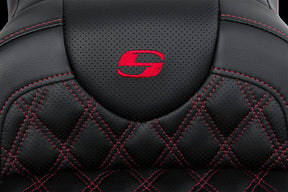 Saddlemen Roadsofa LS With Driver's Backrest Seat, Red Stitch - 08-23 Touring Seat Saddlemen