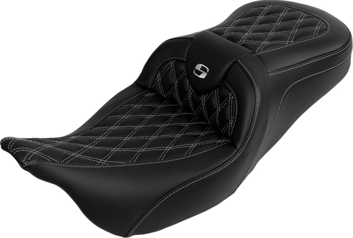 Roadsofa LS With Driver's Backrest Seat, Silver Stitch - 08-23 Touring Seat Saddlemen Default Title