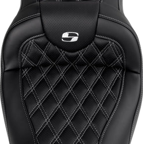 Roadsofa LS With Driver's Backrest Seat, Silver Stitch - 08-23 Touring Seat Saddlemen