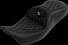 Saddlemen Roadsofa LS With Driver's Backrest Seat, Silver Stitch - 08-23 Touring Seat Saddlemen