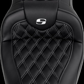 Saddlemen Roadsofa LS With Driver's Backrest Seat, Silver Stitch - 08-23 Touring Seat Saddlemen