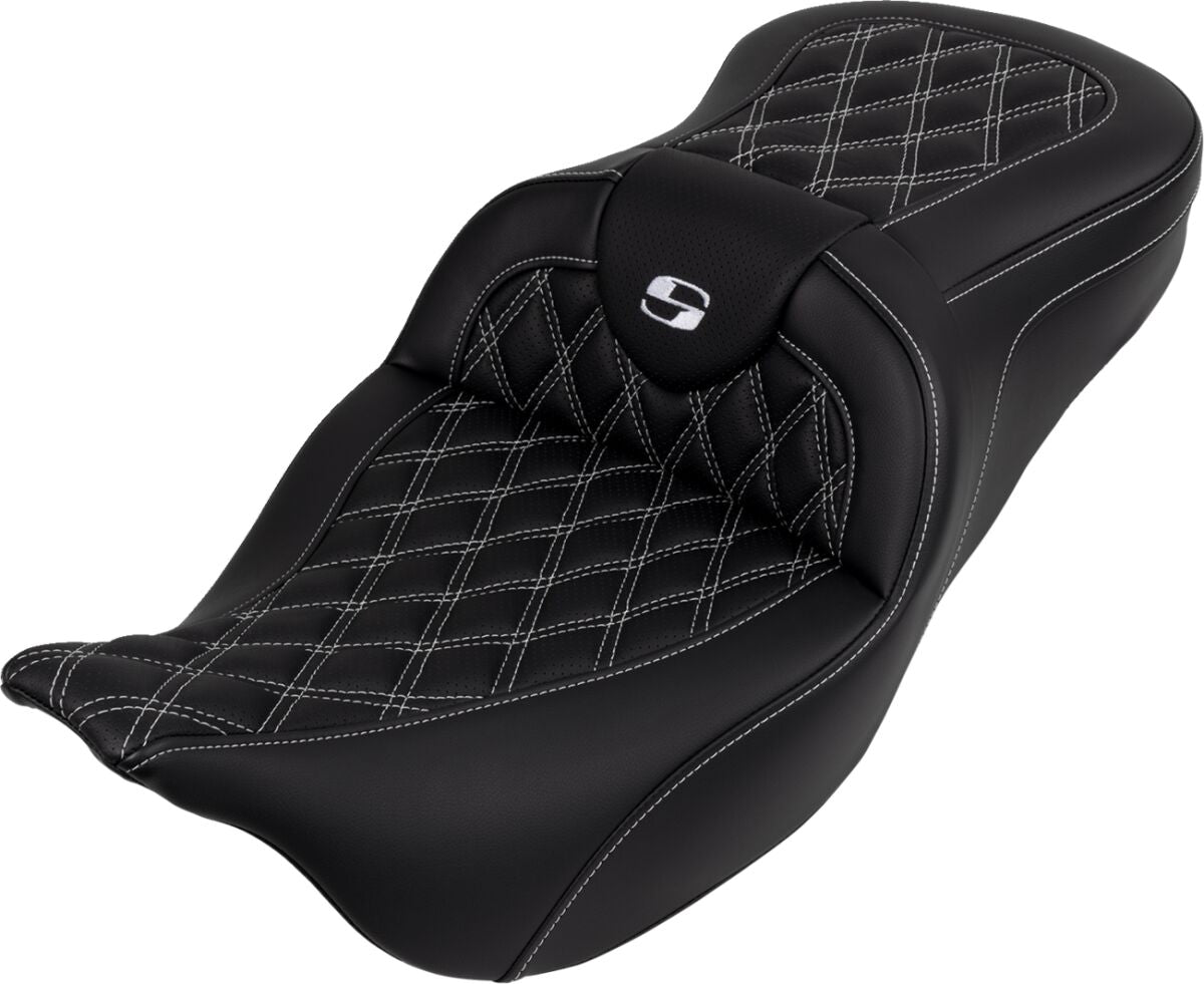 Roadsofa LS With Driver's Backrest Seat, White Stitch - 08-23 Touring Seat Saddlemen Default Title