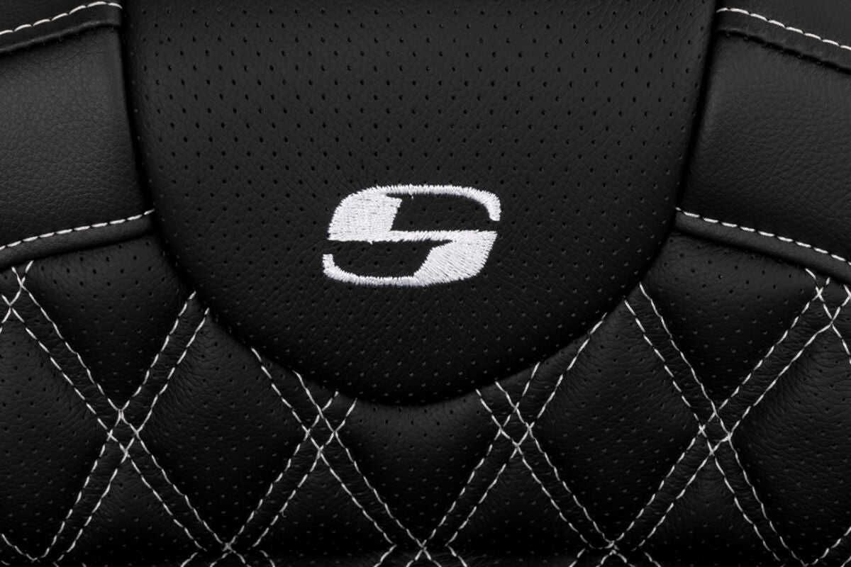 Roadsofa LS With Driver's Backrest Seat, White Stitch - 08-23 Touring Seat Saddlemen