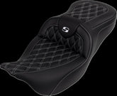 Saddlemen Roadsofa LS With Driver's Backrest Seat, White Stitch - 08-23 Touring Seat Saddlemen