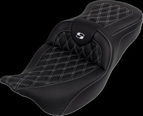 Saddlemen Roadsofa LS With Driver's Backrest Seat, White Stitch - 08-23 Touring Seat Saddlemen
