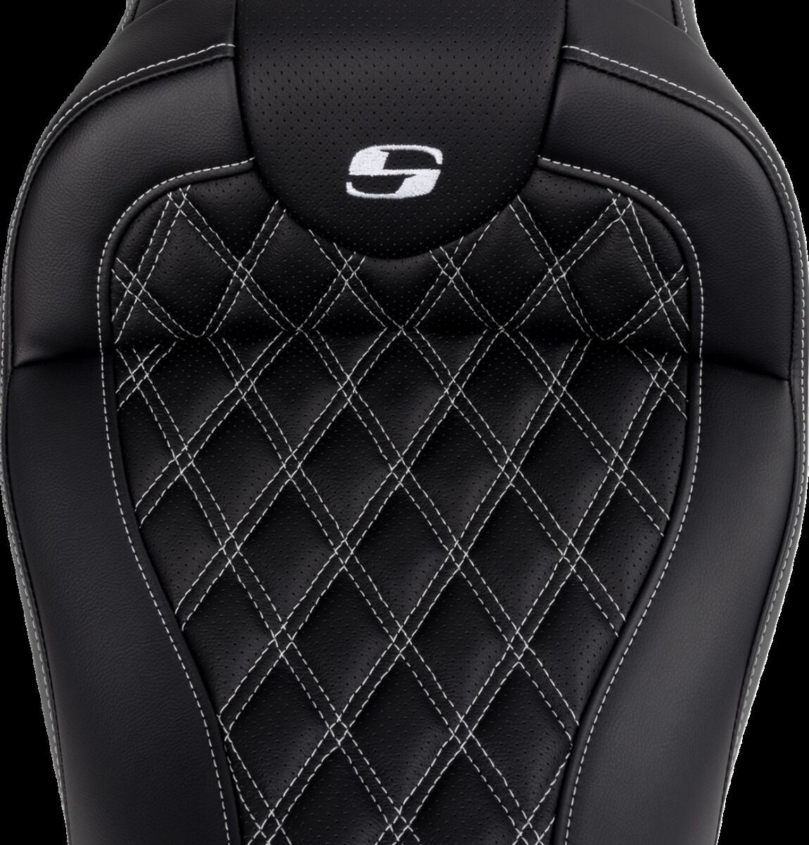 Saddlemen Roadsofa LS With Driver's Backrest Seat, White Stitch - 08-23 Touring Seat Saddlemen