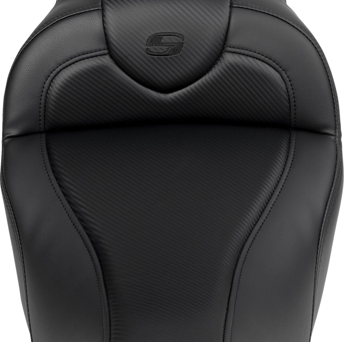 Roadsofa CF Extended Reach With Driver's Backrest Seat, Black Stitch - 08-19 Touring Seat Saddlemen