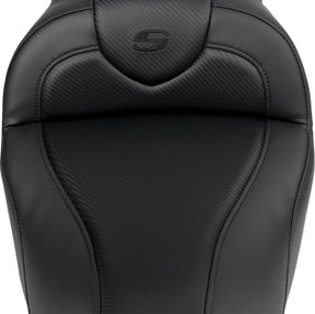 Roadsofa CF Extended Reach With Driver's Backrest Seat, Black Stitch - 08-19 Touring Seat Saddlemen