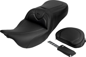 Roadsofa CF Extended Reach With Driver's Backrest Seat, Black Stitch - 08-19 Touring Seat Saddlemen