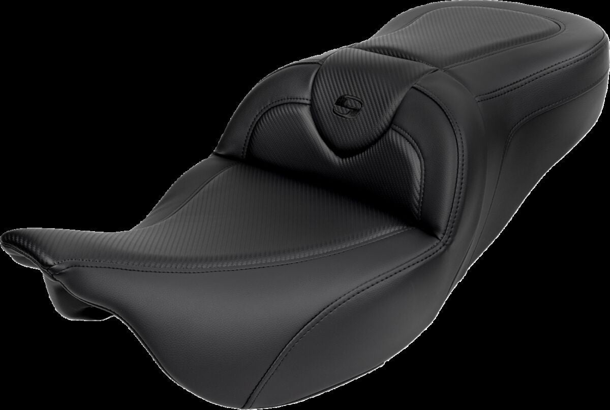 Saddlemen Roadsofa CF Extended Reach With Driver's Backrest Seat, Black Stitch - 08-19 Touring Seat Saddlemen