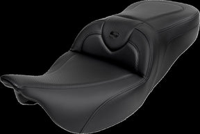 Saddlemen Roadsofa CF Extended Reach With Driver's Backrest Seat, Black Stitch - 08-19 Touring Seat Saddlemen