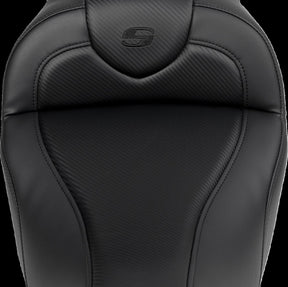 Saddlemen Roadsofa CF Extended Reach With Driver's Backrest Seat, Black Stitch - 08-19 Touring Seat Saddlemen