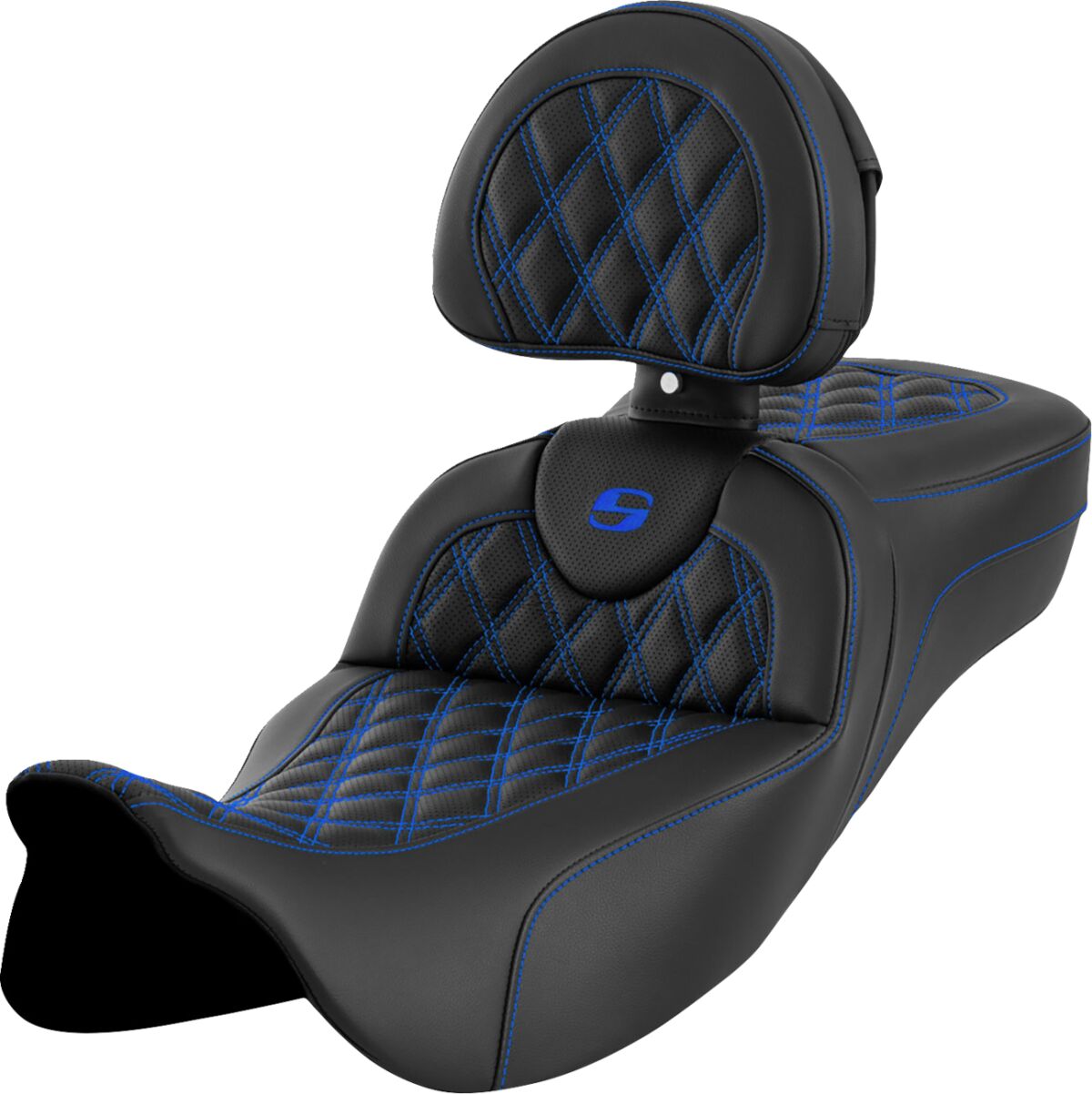 Roadsofa LS Extended Reach With Driver's Backrest Seat, Blue Stitch - 08-23 Touring Seat Saddlemen Default Title