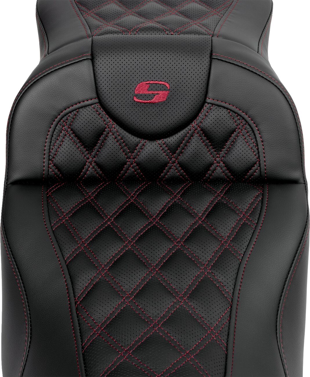 Roadsofa LS Extended Reach With Driver's Backrest Seat, Burg Stitch - 08-23 Touring Seat Saddlemen