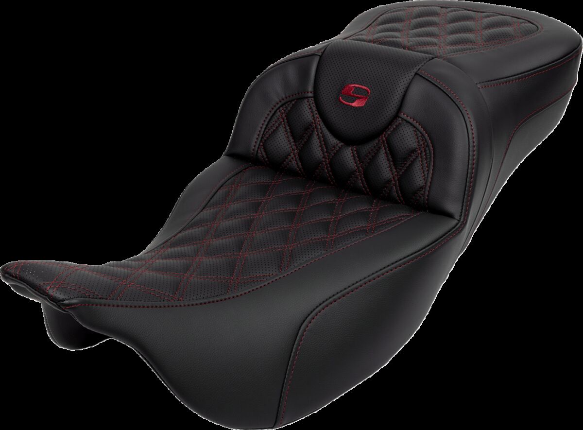 Saddlemen Roadsofa LS Extended Reach With Driver's Backrest Seat, Burg Stitch - 08-23 Touring Seat Saddlemen