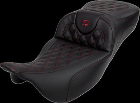 Saddlemen Roadsofa LS Extended Reach With Driver's Backrest Seat, Burg Stitch - 08-23 Touring Seat Saddlemen