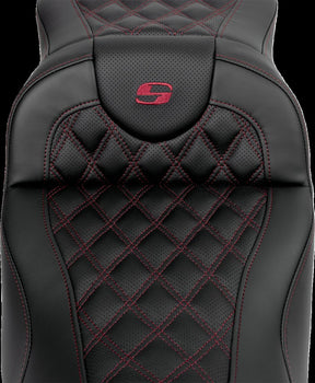 Saddlemen Roadsofa LS Extended Reach With Driver's Backrest Seat, Burg Stitch - 08-23 Touring Seat Saddlemen