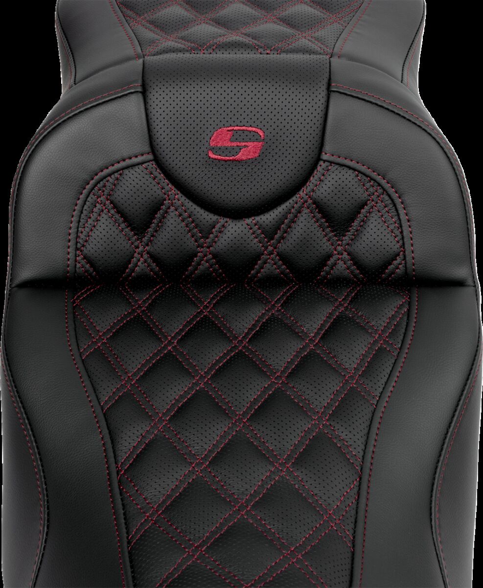 Saddlemen Roadsofa LS Extended Reach With Driver's Backrest Seat, Burg Stitch - 08-23 Touring Seat Saddlemen