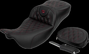 Saddlemen Roadsofa LS Extended Reach With Driver's Backrest Seat, Burg Stitch - 08-23 Touring Seat Saddlemen