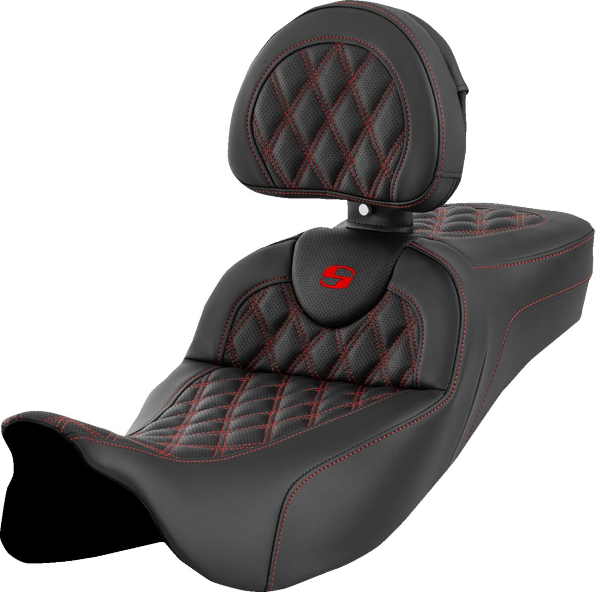Roadsofa LS Extended Reach With Driver's Backrest Seat, Red Stitch - 08-23 Touring Seat Saddlemen Default Title