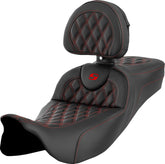 Roadsofa LS Extended Reach With Driver's Backrest Seat, Red Stitch - 08-23 Touring Seat Saddlemen Default Title