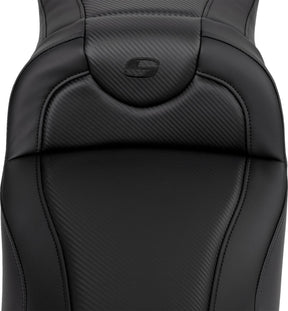 Roadsofa CF Extended Reach Seat, Black Stitch - 08-23 Touring Seat Saddlemen