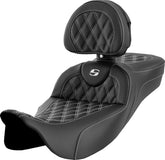 Roadsofa LS Extended Reach With Driver's Backrest Seat, White Stitch - 08-23 Touring Seat Saddlemen Default Title