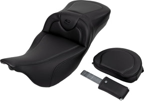 Roadsofa CF Extended Reach With Driver's Backrest Seat, Black Stitch - 08-23 Touring Seat Saddlemen