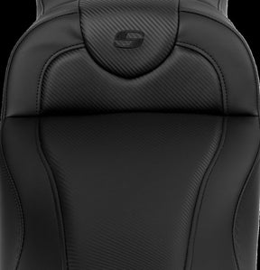 Saddlemen Roadsofa CF Extended Reach With Driver's Backrest Seat, Black Stitch - 08-23 Touring Seat Saddlemen